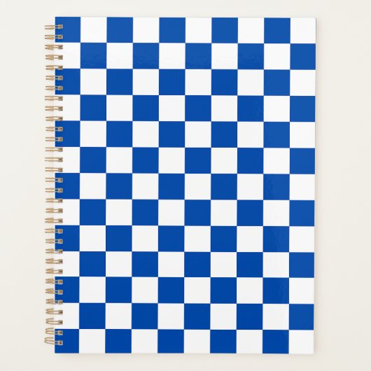 Klassiek kobaltblauw schaakbord planner (Voorkant)