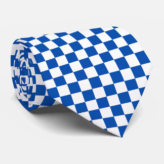 Klassiek kobaltblauw schaakbord stropdas
