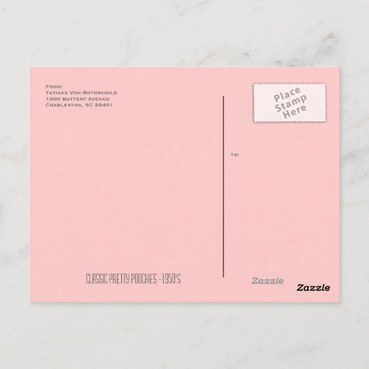 * Klassiek  koekje Roze Briefkaart * (Achterkant)