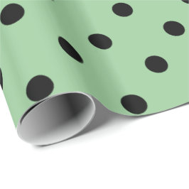 Klassiek, koel, elegant zwart, groene stippen cadeaupapier