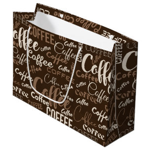 Klassiek Koffie Typografie Patroon (3) Groot Cadeauzakje