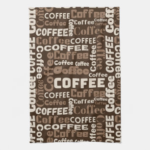 Klassiek koffie typografiepatroon (1) theedoek