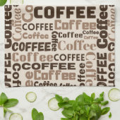 Klassiek koffie typografiepatroon (2) theedoek (Gevouwen)