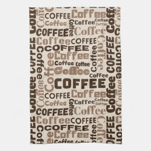 Klassiek koffie typografiepatroon (2) theedoek