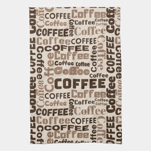 Klassiek koffie typografiepatroon (2) theedoek (Verticaal)