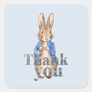 Klassiek konijn blauwe jas Dank je Vierkante Sticker