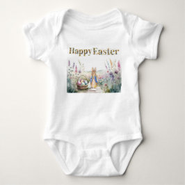 Klassiek konijn Gelukkig Pasen en baby kuikens Romper