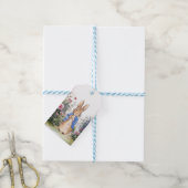 Klassiek konijn in blauwe jas cadeaulabel (Met Touw)
