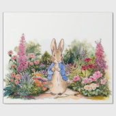 Klassiek konijn in blauwe jas cadeaupapier (Vlak)