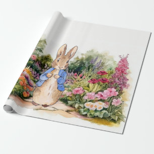 Klassiek konijn in blauwe jas cadeaupapier