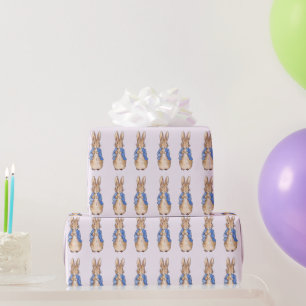 Klassiek konijn in blauwe jas cadeaupapier