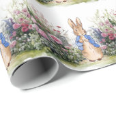 Klassiek konijn in blauwe jas cadeaupapier (Rol Hoek)