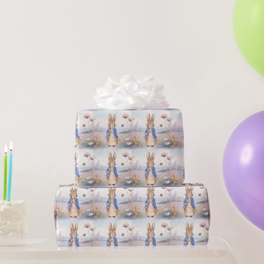 Klassiek konijn in blauwe jas cadeaupapier (Feestgeschenken)