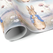 Klassiek konijn in blauwe jas cadeaupapier (Rol Hoek)