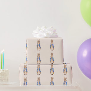 Klassiek konijn in blauwe jas cadeaupapier