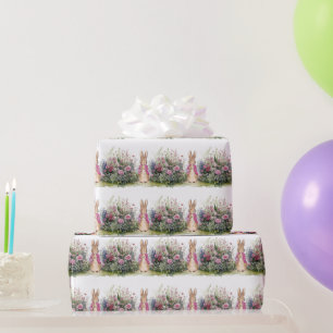 Klassiek konijn in blauwe jas cadeaupapier