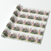 Klassiek konijn in blauwe jas cadeaupapier (Uitgerold)