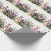 Klassiek konijn in blauwe jas cadeaupapier (Hoek)
