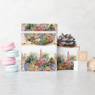 Klassiek konijn in blauwe jas cadeaupapier