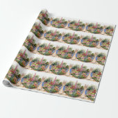 Klassiek konijn in blauwe jas cadeaupapier (Uitgerold)
