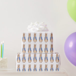 Klassiek konijn in blauwe jas cadeaupapier