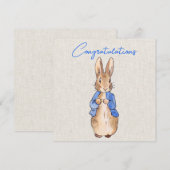 Klassiek konijn in blauwe jas Gefeliciteerd (Voorkant / Achterkant)
