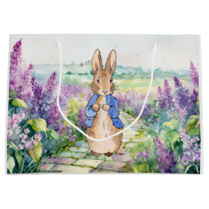 Klassiek konijn in blauwe jas groot cadeauzakje
