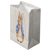 Klassiek konijn in blauwe jas medium cadeauzakje (Voorkant Gekanteld)