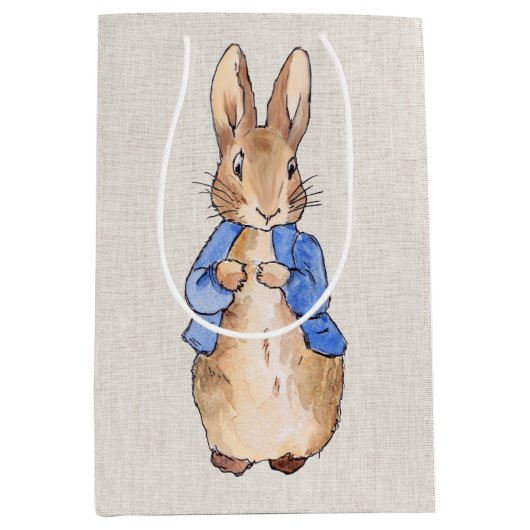 Klassiek konijn in blauwe jas medium cadeauzakje (Voorkant)