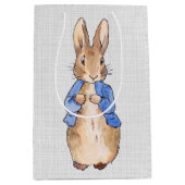 Klassiek konijn in blauwe jas medium cadeauzakje (Voorkant)