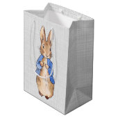 Klassiek konijn in blauwe jas medium cadeauzakje (Achterkant Gekanteld)