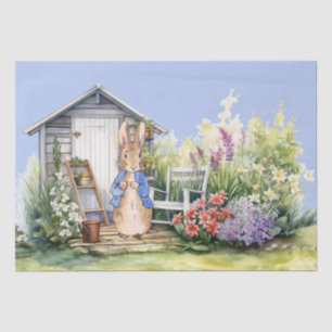 Klassiek konijn in blauwe jas Tuinschuur Tissuepapier