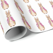 Klassiek konijn in roze jas cadeaupapier (Rol Hoek)