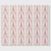 Klassiek konijn in roze jas cadeaupapier (Vlak)