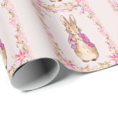 Klassiek konijn in roze jas cadeaupapier (Rol Hoek)