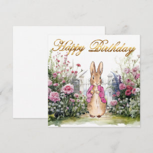 Klassiek konijn in roze jas Gefeliciteerd met je v Kaart