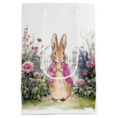 Klassiek konijn in roze jas medium cadeauzakje (Achterkant)