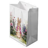 Klassiek konijn in roze jas medium cadeauzakje (Achterkant Gekanteld)