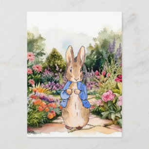 Klassiek konijn in zijn tuin briefkaart