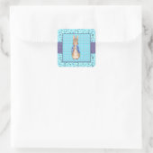 Klassiek konijn met blauwe jas vierkante sticker (Tas)