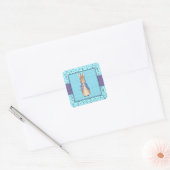 Klassiek konijn met blauwe jas vierkante sticker (Envelop)