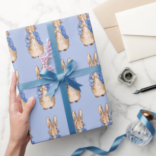 Klassiek konijn met een blauwe jas cadeaupapier