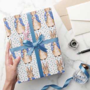 Klassiek konijn met een blauwe jas cadeaupapier