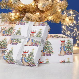 Klassiek konijn met kerstboom cadeaupapier
