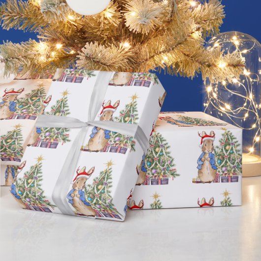 Klassiek konijn met kerstboom cadeaupapier (Feestdagen)