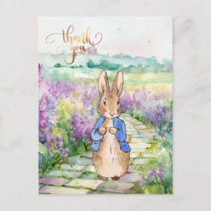 Klassiek konijn met wilde bloemen Dank je Briefkaart