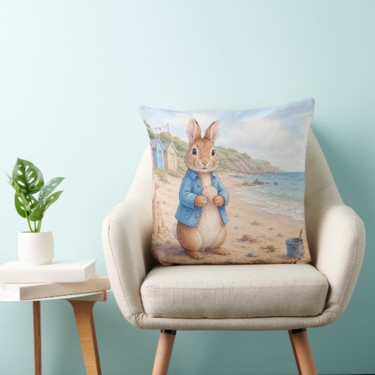 Klassiek konijn op een zandstrand kussen (Stoel)