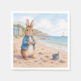Klassiek konijn op een zandstrand servet