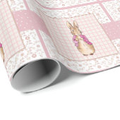 Klassiek konijn roze jas cadeaupapier (Rol Hoek)