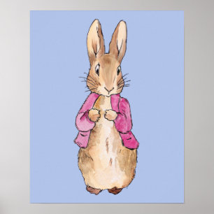 Klassiek konijn roze jas poster